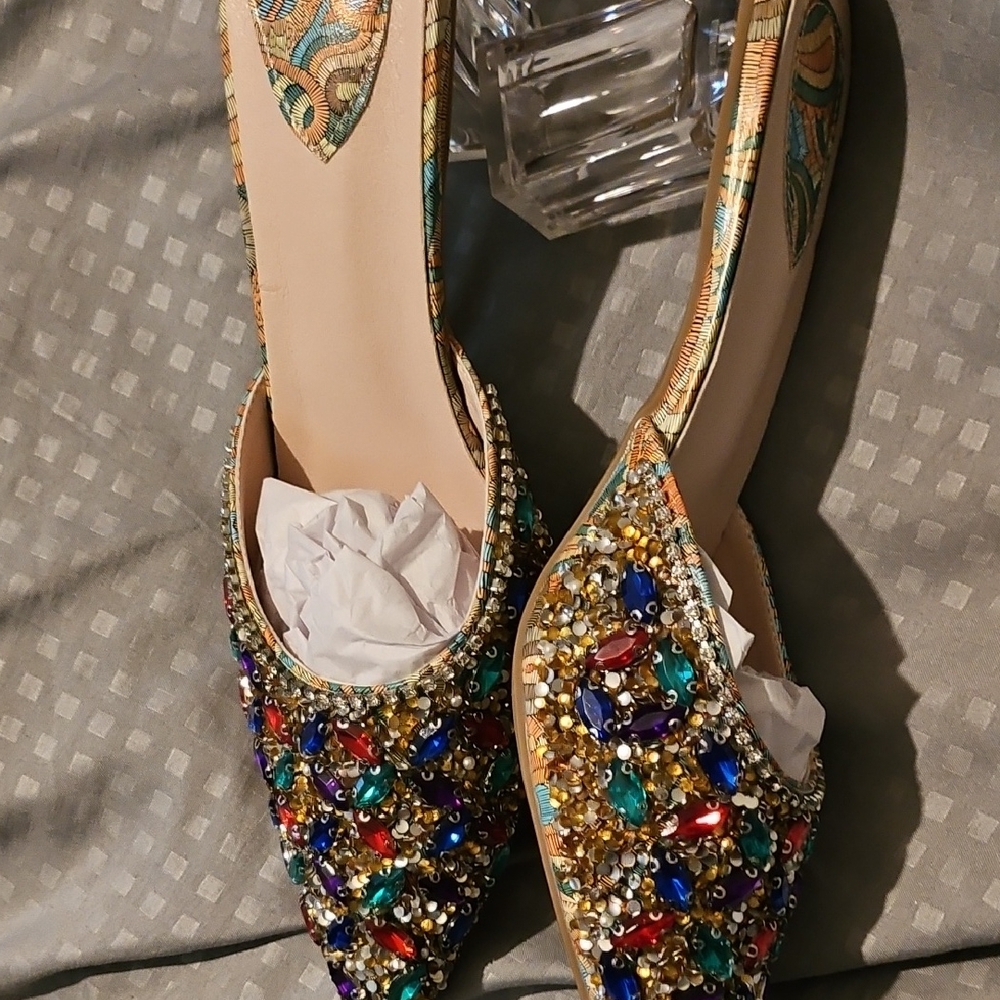 Embellished Multicolor Slingback Heels